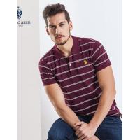 短袖t恤男夏季新款青年条纹polo衫休闲时尚翻领男t恤棉质修身男装