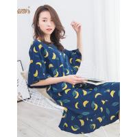 顶瓜瓜卡通纯棉睡裙 夏季甜美印花荷叶五分袖长款全棉睡衣新品