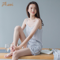 顶瓜瓜女士家居服睡衣甜美春夏纯色短袖纯棉可爱全棉新款简约