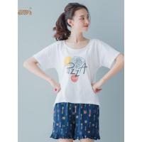 顶瓜瓜纯棉女士短袖夏季睡衣 卡通可爱印花全棉短袖短裤家居服