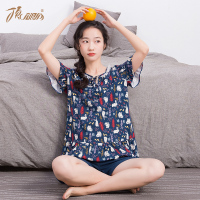 睡衣女夏短袖 顶瓜瓜顶呱呱薄款两件套休闲大码宽松家居服套装