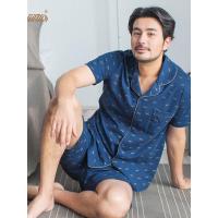 睡衣男士夏季纯棉 顶瓜瓜顶呱呱薄款翻领卡通印花短袖家居服套装