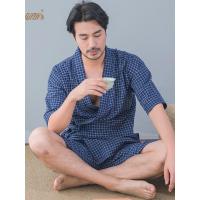 纯棉睡衣男夏 顶瓜瓜顶呱呱薄款短袖休闲居家日式和服家居服套装