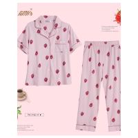 草莓睡衣女夏 顶瓜瓜纯棉短袖长裤两件套韩版清新学生春秋家居服