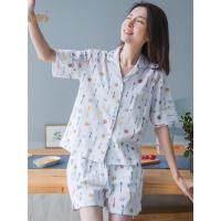 顶瓜瓜纯棉家居服女春秋 卡通印花短袖短裤夏季女士甜美睡衣套装