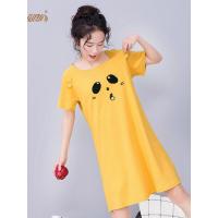 纯棉睡裙女夏季 顶瓜瓜短袖薄款印花甜美可爱学生全棉可外穿睡衣