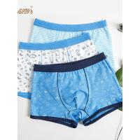 顶瓜瓜内裤儿童条纹男童四角裤夏海底世界印花平角裤2018新款 3条装