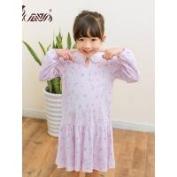 顶瓜瓜儿童睡衣女童睡裙春夏纯棉印花娃娃领女大童家居裙