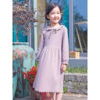 顶瓜瓜儿童睡衣女童睡裙春季纯色棉质磨毛长袖可爱家居服