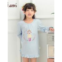 顶瓜瓜儿童睡衣女童睡裙纯棉春夏薄款长袖卡通娃娃家居裙