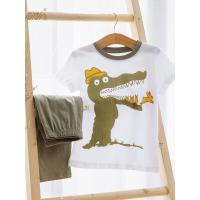 顶瓜瓜睡衣男童纯棉儿童短袖卡通印花家居服套装 新款