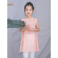 顶瓜瓜睡裙儿童无袖棉质女童夏季连衣裙纯色清新花边文艺家居裙 夏季新款
