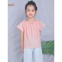 顶瓜瓜(ngguagua)睡衣儿童一字领女童夏清新纯色可外穿上衣宽松蝙蝠袖家居服 夏季新款