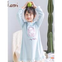 顶瓜瓜儿童睡衣女童睡裙圆领卡通全棉家居裙 春夏新款