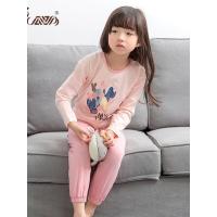 顶瓜瓜儿童睡衣春女童圆领纯棉长袖长裤裤脚收口可爱卡通印花家居服儿童套装