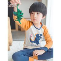 顶瓜瓜儿童内衣男童纯棉秋冬大童装男孩秋衣秋裤套装 桔色 120