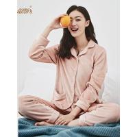 顶瓜瓜珊瑚绒睡衣女保暖顶呱呱宽松翻领可外穿柔软舒适家居服套装