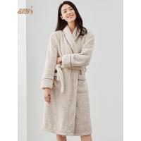 睡袍女秋冬保暖顶瓜瓜顶呱呱翻领系带简约纯色青年舒适法兰绒浴袍