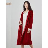 顶瓜瓜睡裙女秋冬 加绒厚款睡袍居家开衫 可外穿冬季女家居服单件