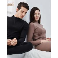 顶瓜瓜秋冬情侣保暖内衣半高领套装 简约弹力贴身秋衣秋裤顶呱呱