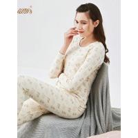 顶瓜瓜保暖内衣女秋冬纯棉卡通圆领印花薄款女士全棉秋衣秋裤套装