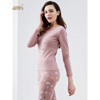 顶瓜瓜秋冬纯棉保暖内衣女套装 甜美圆领印花秋衣秋裤打底棉毛衫