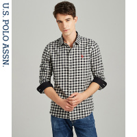 U.S. POLO ASSN.格子长袖衬衫男士衬衣夏季秋季美式休闲轻商务