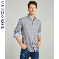 男士格子衬衫男长袖帅气休闲美式修身商务宽松条纹衬衣美式青年潮