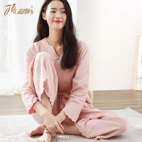睡衣女春秋 纯棉长袖套装日系双层纱布居家服素雅家居套装顶瓜瓜