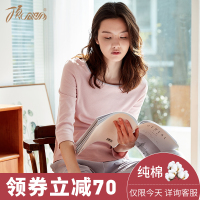 睡衣女纯棉春秋新款七分袖氧气棉韩版全棉宽松轻盈套头家居服套装