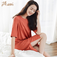 睡裙女夏中长款侧开口性感纯棉短袖宽松韩版佛风女式家居裙顶瓜瓜