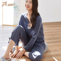 顶瓜瓜春秋睡衣木耳边可爱套头长裤居家服乐园女式长袖瑜伽套装