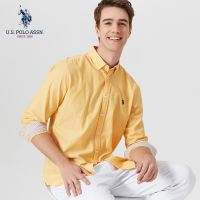 U.S. POLO ASSN.新款男士多色纯棉衬衫 青春潮流美式休闲衬衣白色