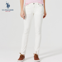 【商场同款】U.S. POLO ASSN.美式休闲白色裤子 潮流刺绣直筒裤女