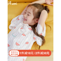 女童睡裙顶瓜瓜儿童睡裙纯棉短袖女童睡衣夏季宝宝衣服连衣裙可爱