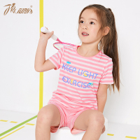 儿童睡衣女夏薄款纯棉短袖条纹短裤男女童可爱中大童家居服套装