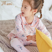 儿童睡衣薄款春秋季纯棉印花长袖套装中大童女孩可爱娃娃领空调服
