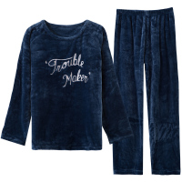 顶瓜瓜睡衣男秋冬保暖家居服套装 加绒加厚法兰绒情侣居家珊瑚绒