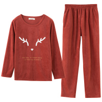 顶瓜瓜睡衣女秋冬保暖家居服套装 可爱印花摇粒绒居家套装圣诞款