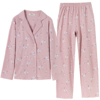 顶瓜瓜睡衣女秋冬纯棉长款家居服套装 小西装可爱时尚居家两件套