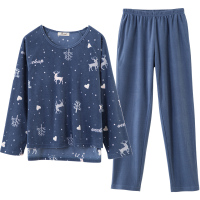 顶瓜瓜睡衣女秋冬家居服套装 保暖摇粒绒 圣诞印花可爱时尚居家女