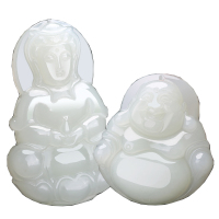 印象眸 和田玉玉器挂件玉石吊坠观音/佛公吊坠玉佩 附证书