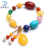 月印百川 琥珀蜜蜡手串蜜蜡多宝手串单圈手链