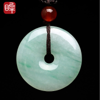 印象眸 飘花翡翠平安扣吊坠 翡翠玉坠飘绿玉石挂件附证书