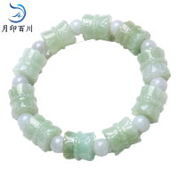 月印百川 翡翠路路通手串莲花玉石手链 附送证书