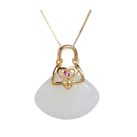 印象眸 s925银镶和田玉辈辈有福吊坠 银镶嵌白玉贝壳古风玉石挂件 附送证书