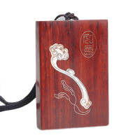 月印百川 S925银贝壳镶嵌小叶紫檀手把件 银镶平安如意永相随男女款挂件