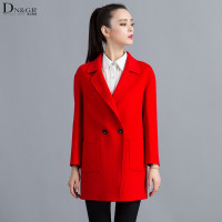 DNGR秋冬季女装双面羊毛大衣简约短款时尚毛呢外套16005