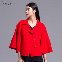 DNGR秋冬季女装双面羊毛大衣纯色短款毛呢外套16082