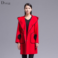 DNGR秋冬季女装双面羊毛大衣中长款纯色毛呢外套616310